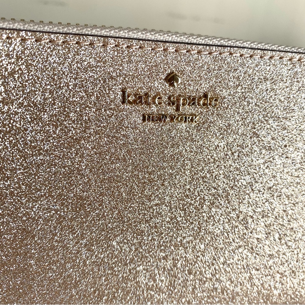 Kate Spade Gold glitter ling Continental zip around wallet with gold hardware - Picture 4 of 13